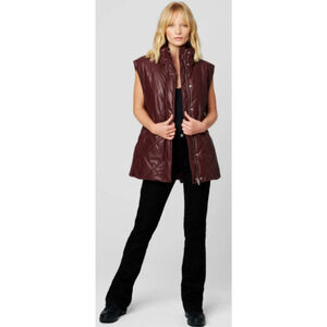 BLANK NYC Burgundy Faux Leather HOT SHOT VEST with Belt Small 4-8 NEW